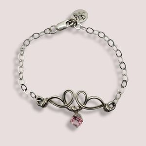 Sterling Silver 925 Womens Genuine Pink Topaz Handmade Swarovski Bracelet